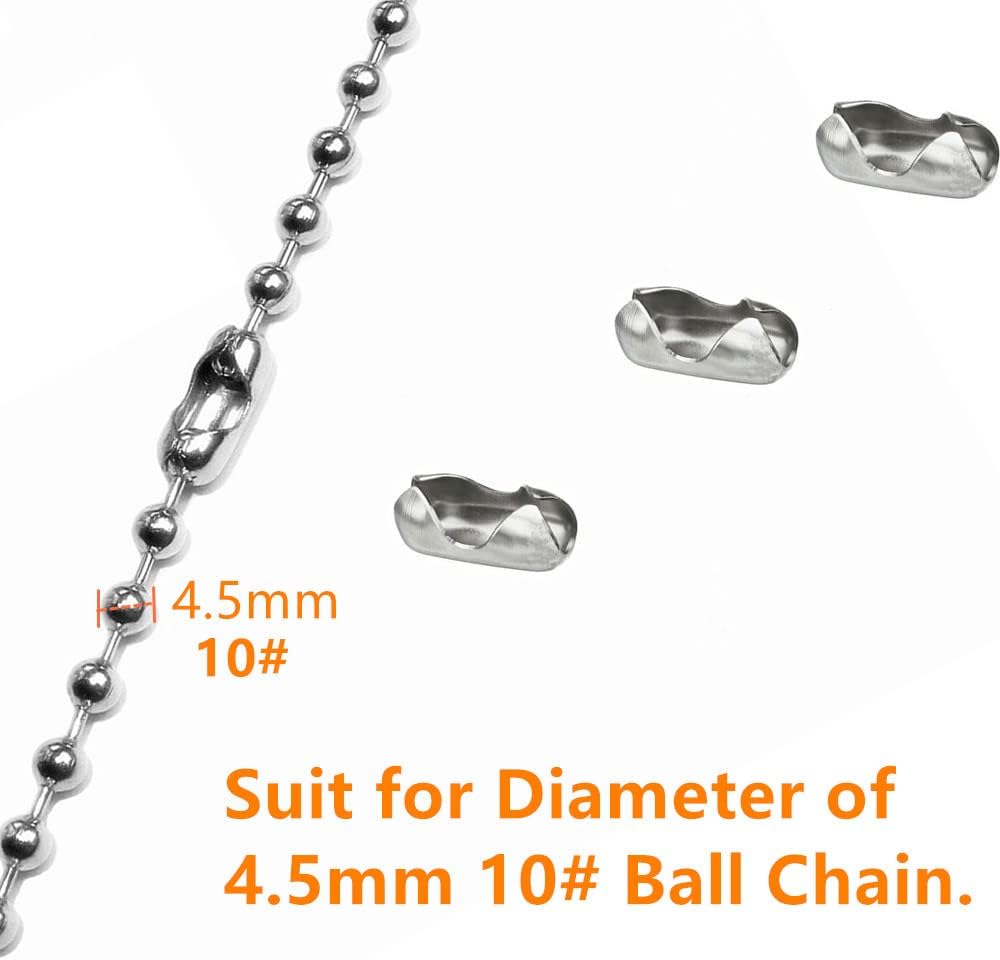 20pcs 10# (4.5mm) Blinds Pull Cord Connector Stainless Steel Ball Chain Connector Clasps Fit for Beaded Ball Chain Silver Tone - Image 2