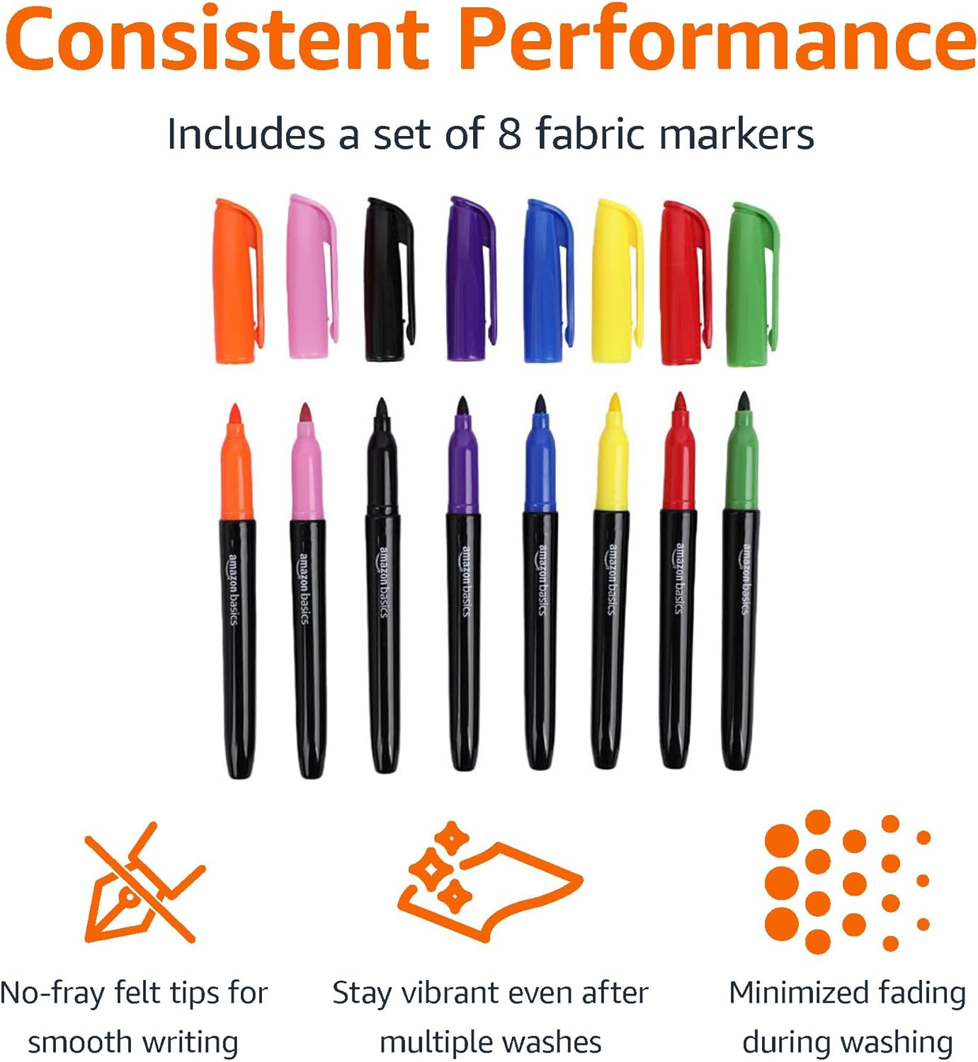 Fabric Markers, Assorted Colors, 8-Pack - Image 2