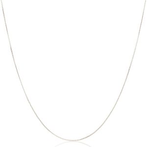 Sterling Silver Thin 0.8mm Box Chain Necklace | Available in Yellow Gold or Silver | 16", 18", 20", 24", or 30" (previously Amazon Collection)