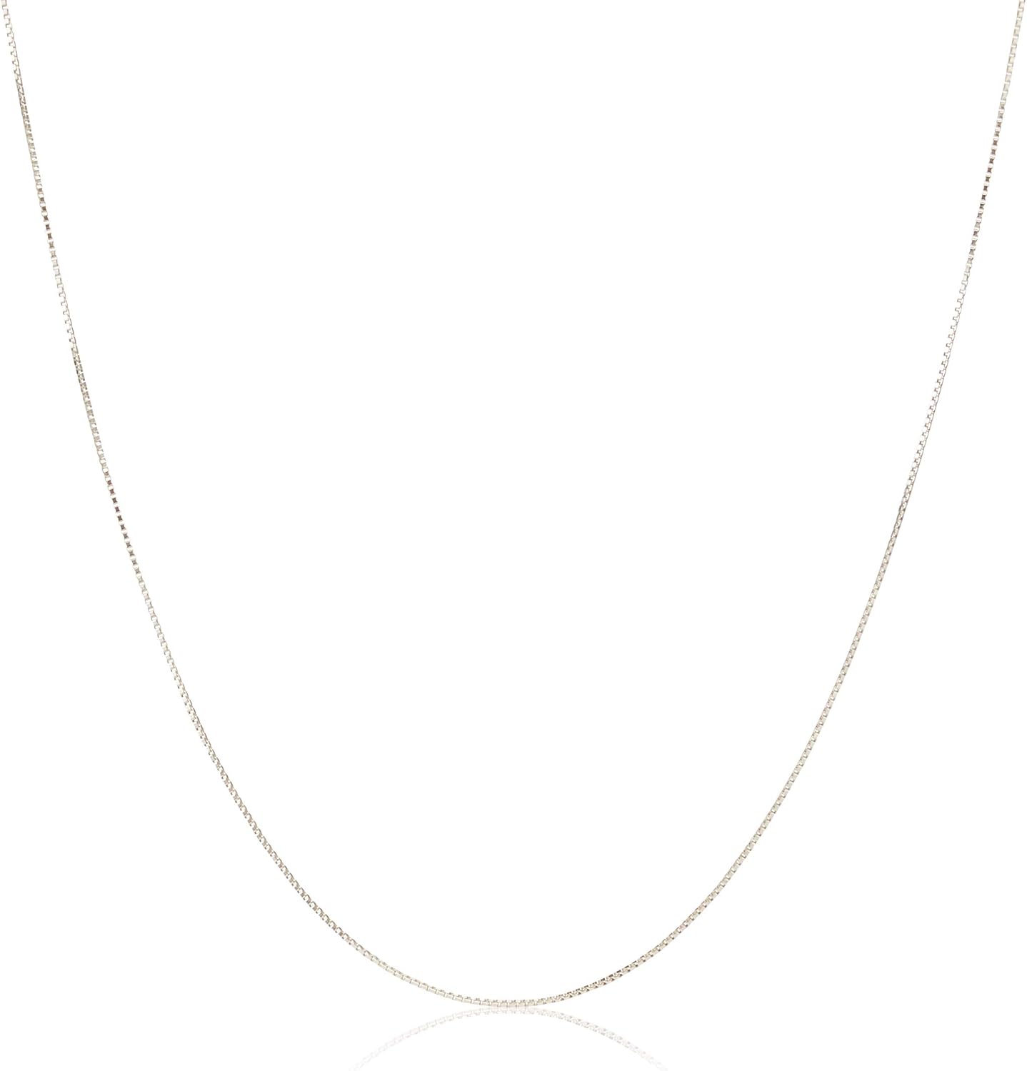 Sterling Silver Thin 0.8mm Box Chain Necklace | Available in Yellow Gold or Silver | 16", 18", 20", 24", or 30" (previously Amazon Collection)
