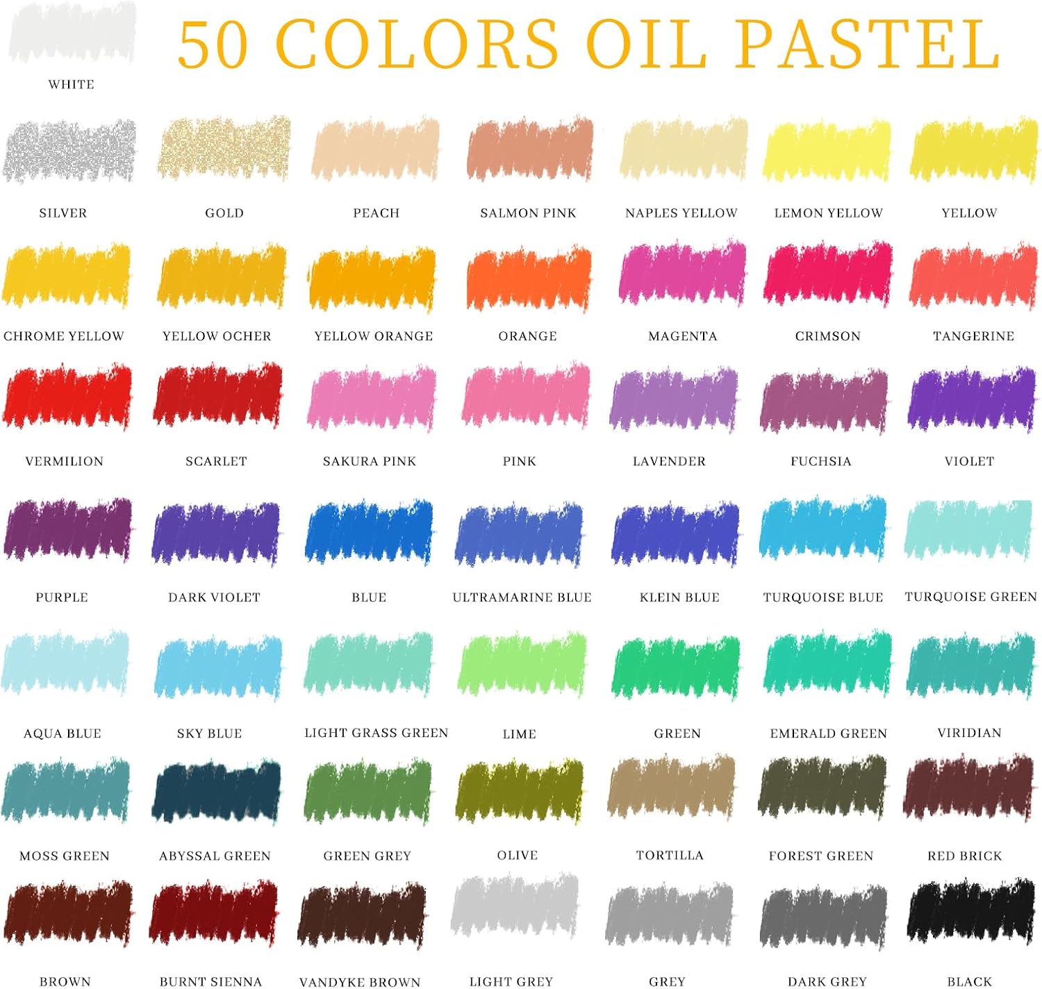 Artecho Oil Pastels Set of 50 Colors (8 x 60 mm), Soft Oil Pastels for Art Painting, Drawing, Blending, Oil Crayons Pastels Art Supplies for Artists, Beginners, Students, Teachers - Image 2