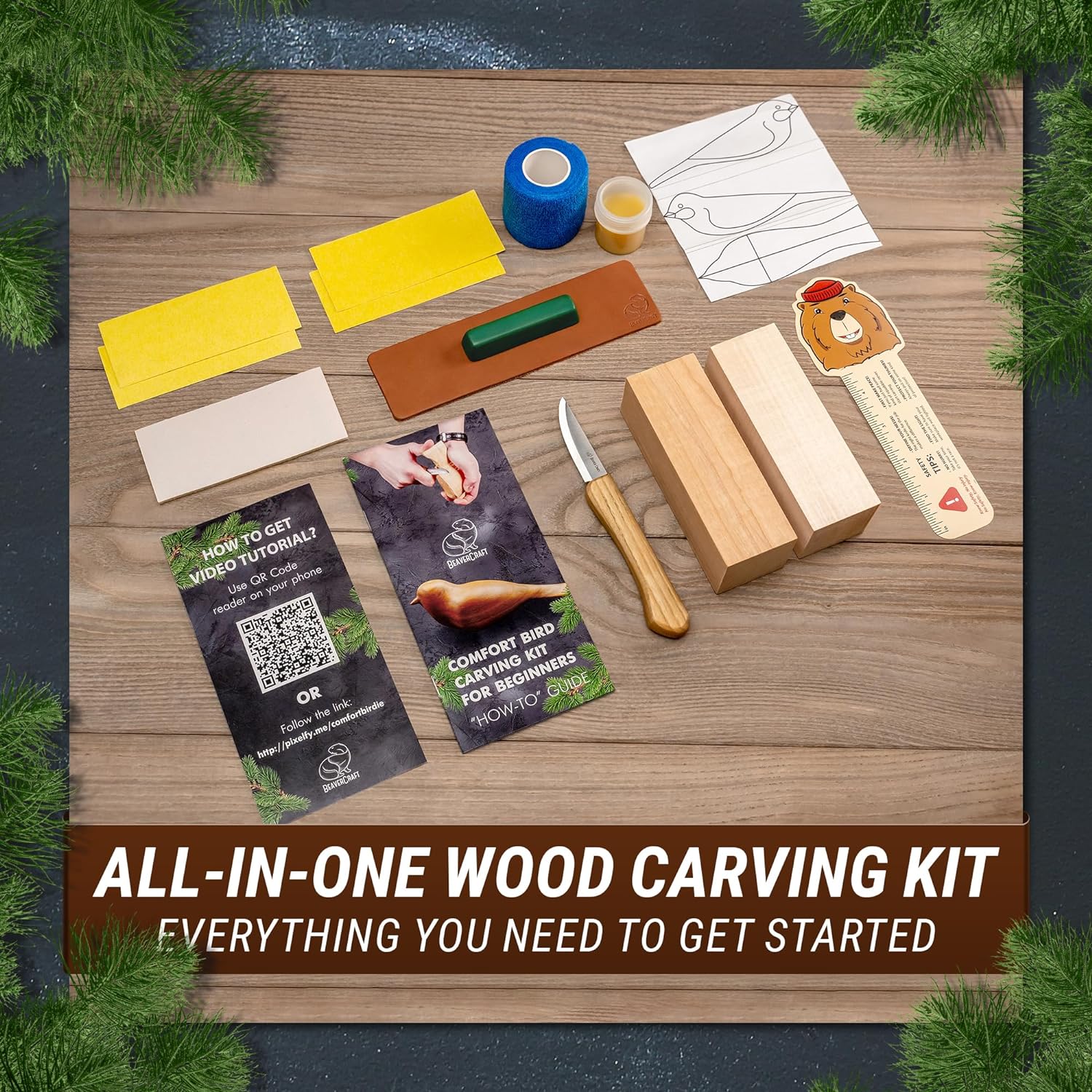 BeaverCraft Wood Carving Kit Comfort Bird DIY Kits for Adults Hobbies Whittling Knife Kit for Beginners & Kids Adult Craft Kits Wood Carving Knife Set - Image 2