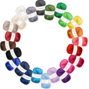 Hearth & Harbor Soft Yarn 2400 Yards (24x50g), Acrylic Yarn for Crocheting & Knitting, 24 Vivid Colors, Perfect for Crafts, Amigurumi Yarn Set