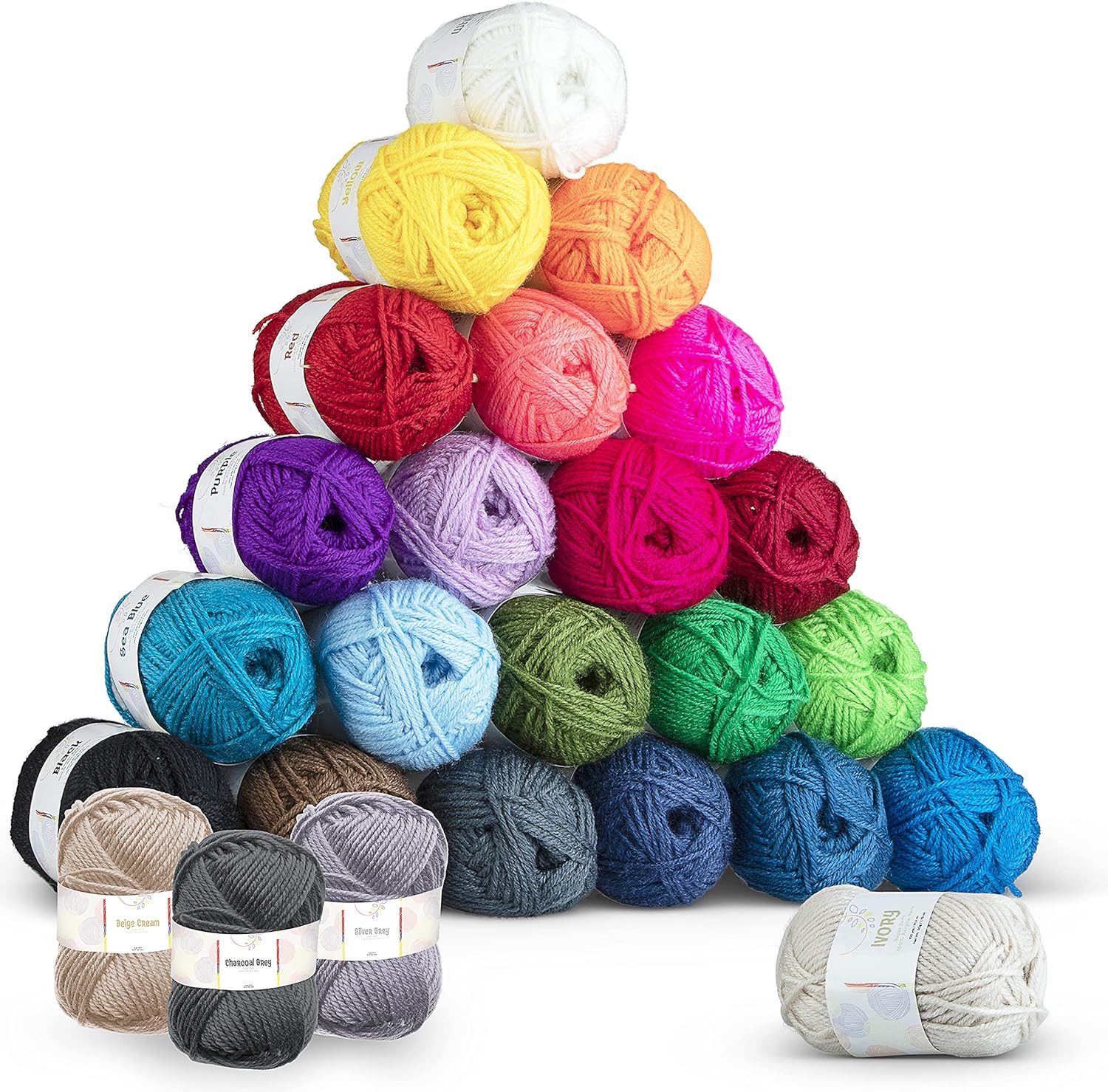 Hearth & Harbor Soft Yarn 2400 Yards (24x50g), Acrylic Yarn for Crocheting & Knitting, 24 Vivid Colors, Perfect for Crafts, Amigurumi Yarn Set - Image 3