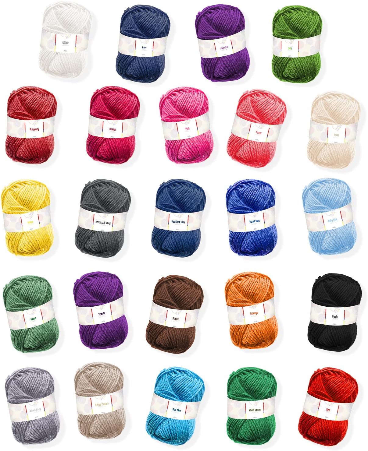 Hearth & Harbor Soft Yarn 2400 Yards (24x50g), Acrylic Yarn for Crocheting & Knitting, 24 Vivid Colors, Perfect for Crafts, Amigurumi Yarn Set - Image 9