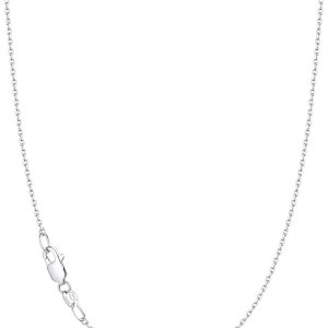 Solid 18k Gold Over 925 Sterling Silver Chain Necklace for Women, 1.1mm Cable Chain Necklace Thin & Dainty & Sturdy Women's Chain Necklaces, 14/16/17/18/20/22/24 Inches