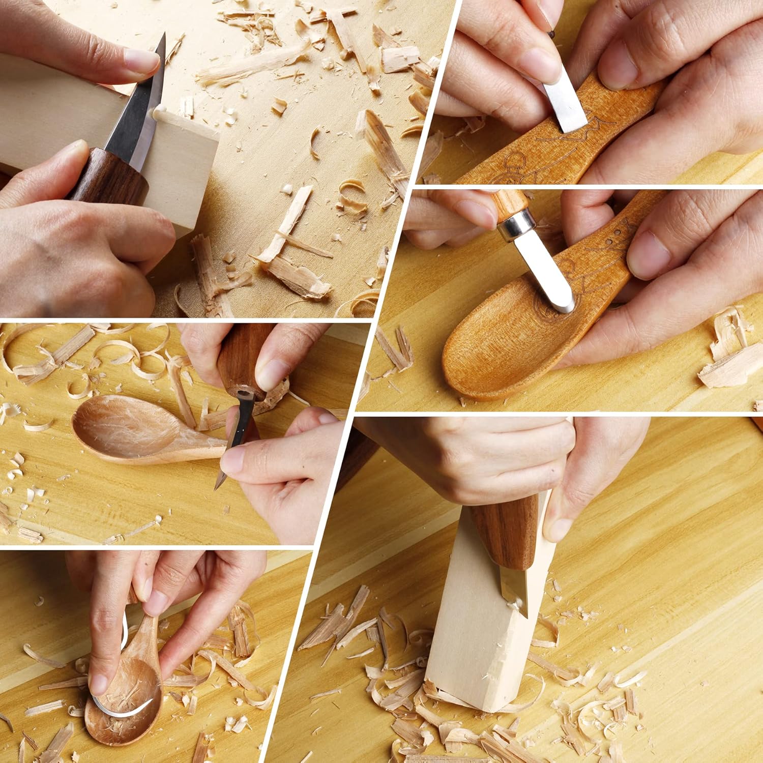 26-in-1 Wood Carving Kit with Detail Wood Carving Knife, Whittling Knife, Wood Chisel Knife, Gloves, Carving Knife Sharpener for Spoon, Bowl, Kuksa Cup (26PCS) - Image 7
